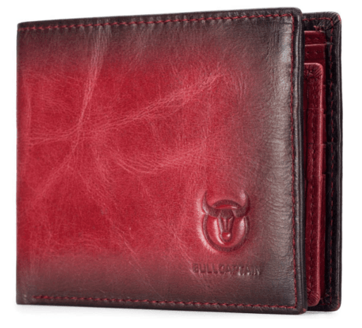 Red leather wallet men's