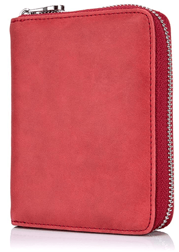 Red leather wallet men's