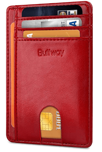 Red leather wallet men's
