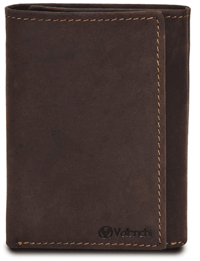 genuine leather trifold wallet