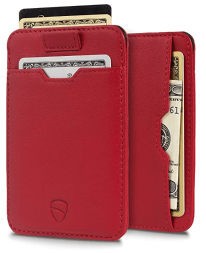 Red leather wallet men's