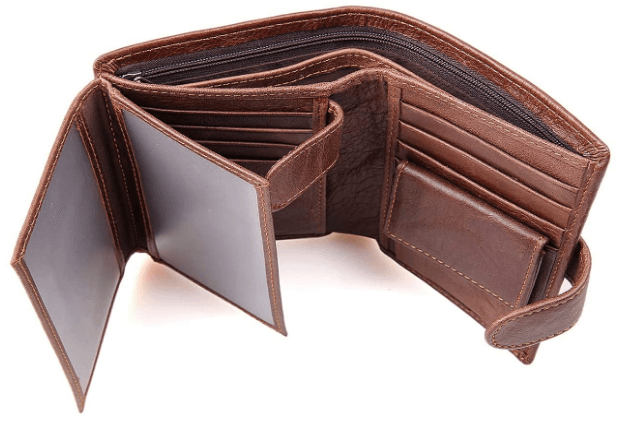 genuine leather trifold wallet